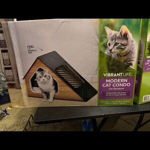 Vibrant Life Modern Cat Condo with Scratch Pad